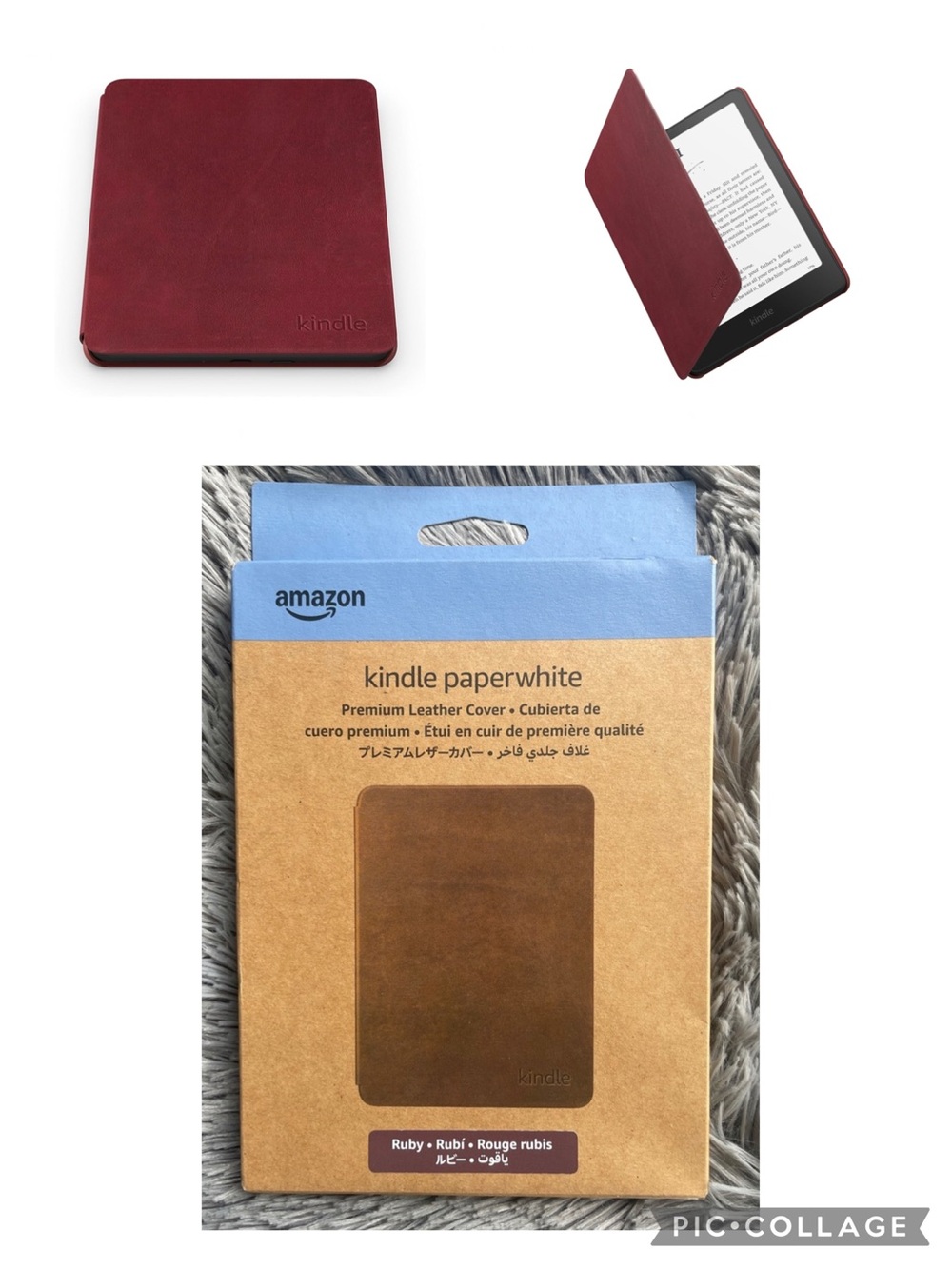 NIB Amazon Kindle Paperwhite Ruby Premium Leather Cover 2024